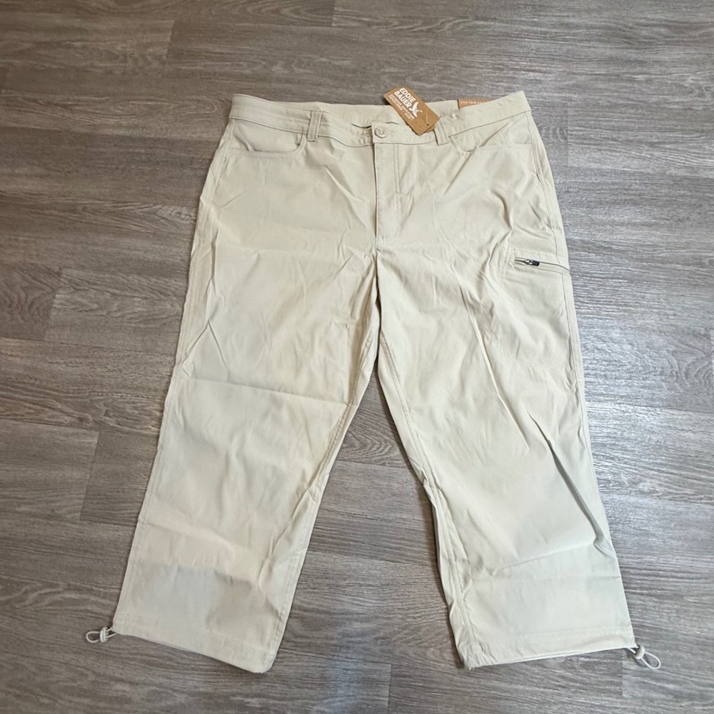 Eddie Bauer Rainier Capri Pants Womens 18T Tall Pumice Beige UPF 50+ Hiking New